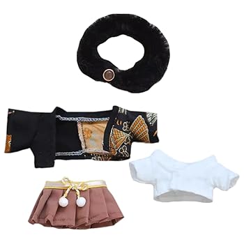 【中古】【未使用】niannyyhouse 10cm 20cm ぬいぐるみ 服 着物セット カラーブロッキング 浴衣 綿人形衣装 着せ替え (Black-10cm)