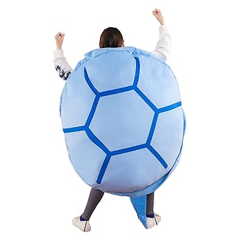 【中古】CAWKAY 亀の甲羅 クッション 着ぐるみ 着用可能 ぬいぐるみ コスプレ 抱き枕 リラックス 座布団 座椅子 背もたれ 読書 動画視聴 (ブルー 60cm)