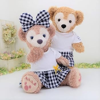 【中古】【未使用】cushu cush ダッフィー シェリーメイ コスチューム 日本製 ぬいぐるみ用グッズ 洋服 着せ替え かわいい 紺 ギンガムチェック 白Tシャツ ロンパー