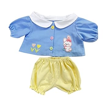 【中古】【未使用】niannyyhouse 40cm ぬいぐるみ 服 幼稚園セット ルーズ 上着 半ズボン 着せ替え 綿人形 アクセサリー (Blue)