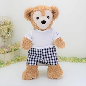 【中古】【未使用】cushu cush ダッフィー シェリーメイ コスチューム 日本製 ぬいぐるみ用グッズ 着せ替え洋服 紺 ギンガムチェック かわいい 白Tシャツ ロンパー