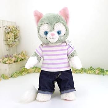 【中古】【未使用】cushu cush ジェラトーニ 日本製 ぬいぐるみ用 着せ替え 洋服 コスチューム ラベンダーボーダー Tシャツ パンツ の2点セット cds128Jb