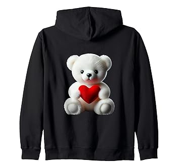 【中古】愛らしい抱きしめたくなるポーラーテディベア 赤いハート型マニア ジップパーカー