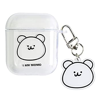 【中古】 UnnFiko for AirPods Pro ケース 透明 熊柄 エアポッド プロ カバー ソフト 保護ケース 耐衝撃 創意 オシャレ キーホルダー かわいい ペンダント