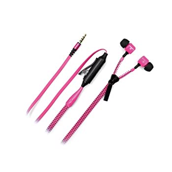 【中古】 ミラリード ジップアップイヤホンマイク 3.5mm ピンク ブラック 1.2m PM-350