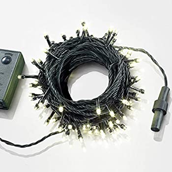 【中古】 イルミネーション ライト LED 100球 ストレートタイプ 10m メモリー 機能 内蔵 コントローラー 付 カラー シャンパン ホワイト 10連結 可能タ