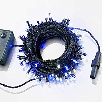 【中古】 イルミネーション ライト LED 100球 ストレートタイプ 10m メモリー 機能 内蔵 コントローラー 付 カラー ブルー ＆ ホワイト 10連結 可能タイ
