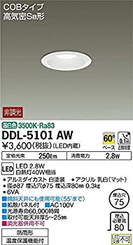 【中古】 大光電機 DAIKO ダウンライト (軒下兼用) LED 2.8W 温白色 3500K DDL-5101AW
