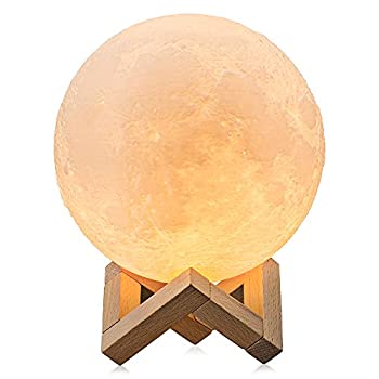 【中古】 TOOGE プレゼント 女性 人気 月ライト 間接照明 おしゃれ 3Dプリント usb充電 タッチ調光 2色 無段階調光 誕生日プレゼント (直経15cm)