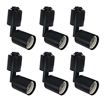 【中古】 ライティングバー用スポットライト E26口金 電球なし 配線ダクトレール用器具 照射角度調節可能 ブラック 6個セット