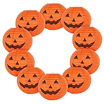 【中古】 Kesote ハロウィン 飾り 飾り付け 装飾 提灯 カボチャ 10枚入 25cm ちょうちん ランタン パンプキン ハロウィン飾り デコレーション オーナメン