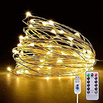 【中古】 LEDイルミネーションライト ジュエリーライト 100球 10m USB式 リモコン付 8パターン 点滅 点灯 タイマー機能 IP65防水 防塵仕様 屋外 室内 ガー