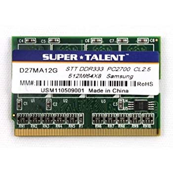 【中古】 Super Talent d333?512?M 172pins DIMMノートブックメモリ/ d27ma12g /