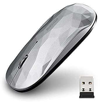 【中古】 BUFFALO バッファロー ワイヤレス モバイルマウス 2.4GHz レシーバー付属 FLEXUS 薄型軽量 3ボタン 無線 静音 BlueLED MIL