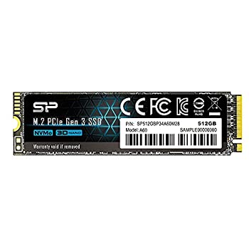 【中古】 シリコンパワー SSD 512GB 3D TLC NAND M.2 2280 PCIe3.0×4 NVMe1.3 P34A60シリーズ SP512GBP34A60M28