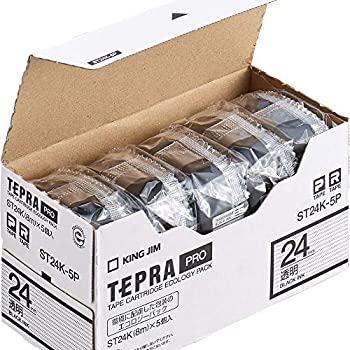 【中古】 キングジム テープカートリッジ テプラPRO ST24K-5P 24mm 5個 透明