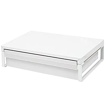 【中古】 リヒトラブ パソコン台 モニター台 机上台 白 幅39×奥行25×高さ10cm 引出し付 耐荷重15kg A7341-0