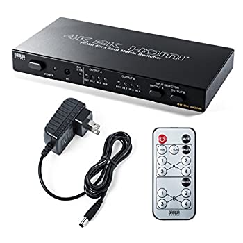 【中古】 サンワダイレクト HDMI切替器 マトリックス 4K 30Hz対応 4入力2出力 リモコン付き 光 同軸デジタル 出力付き 400-SW027
