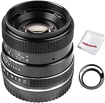 【中古】 PERGEAR 35mm F1.2 大口径 単焦点レンズ 手動焦点固定レンズ SONY NEX/FS5/A6000/A6100/A6300/A6400 APS-Cミラーレスカメラに対応 レンズフード