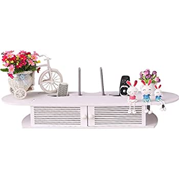 【中古】 フローティング棚ウォールシェルフwifiルーターセットトップボックススカイボックステレビリモコン収納棚写真玩具装飾ディスプレイ棚ホワイト