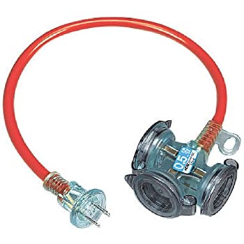 【中古】 ハタヤ(HATAYA) 屋外用防雨型延長コード ショートタップ(0.5m) 2P3個口コンセント レッド FX-005(R)