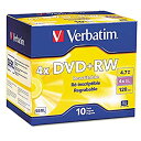 【中古】 Verbatim 94839 DVD RWディスク 4.7 GB 4 x W/スリムジュエルCases パール 10 /パック