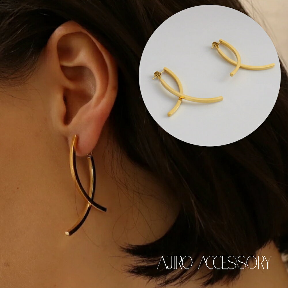 P447 ピアス サージカルステンレス 金属アレルギー対応 揺れる クロス ゴールド シンプル おしゃれ カジュアル 上品 高級感 ギフト プレゼント レディー...