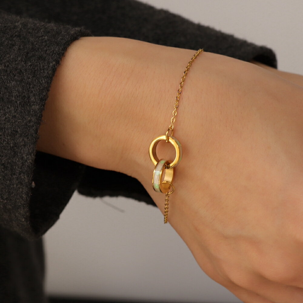 N248 ブレスレット サージカルステンレス オパール サークル チェーン カジュアル おしゃれ レディース 女性 ギフト プレゼント 華奢 高見え 上品 金属...