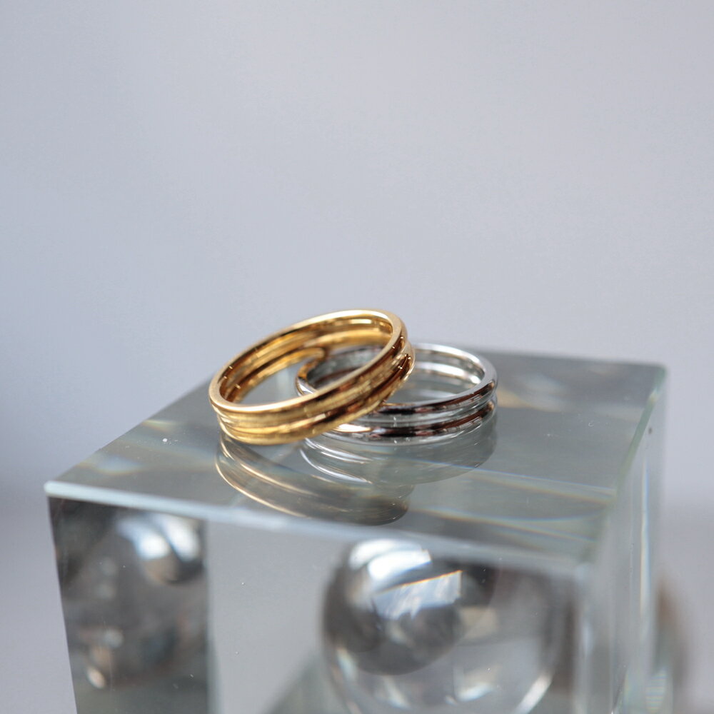 R034 指輪 リング サージカルステンレス 金属アレルギー対応 二重 ゴールド シルバー 華奢 高級感 高見え シンプル 女性 レディース ジュエリー 5ykのサムネイル