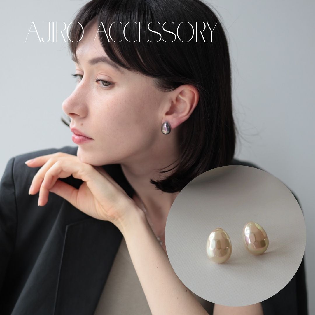 P086 ピアス イヤリング ベージュ ブルー 大ぶり パール プチプラ ギフト プレゼント 個性 女性 レディース オフィス カジュアル セレモニー ajir...