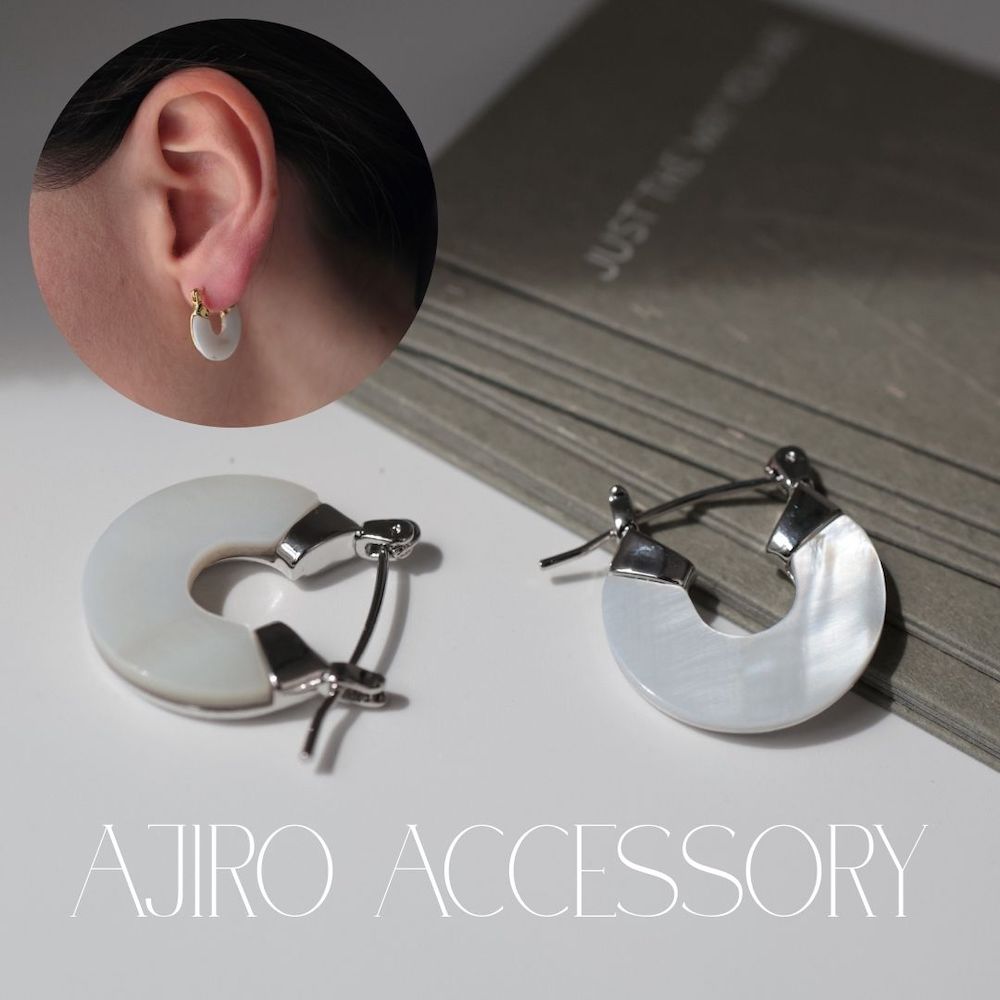 P062 ピアス サージカルステンレス シェル キャッチレス 簡単装着 ゴールド シルバー フープ ユニーク 高見え 高級感 金属アレルギー対応 ギフト プレゼント カジュアル シンプル オフィス ジュエリーのサムネイル