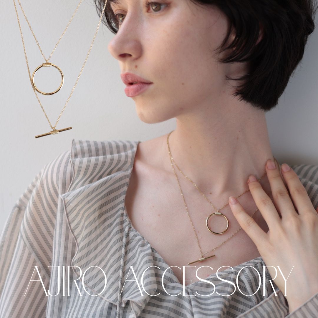 N256 ネックレス サージカルステンレス シンプル ダブルチェーン 二重 サークル スティック 大ぶり 個性 おしゃれ ゴールド レディース 女性 ギフト プレゼント デイリー 金属アレルギー対応 accessoryのサムネイル