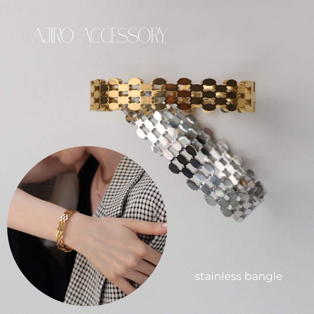 N009 バングル 開閉式 サージカルステンレス 簡単装着 ゴールド シルバー パンサーチェーン 金属アレルギー対応 おしゃれ カジュアル レディース 女性 メ...