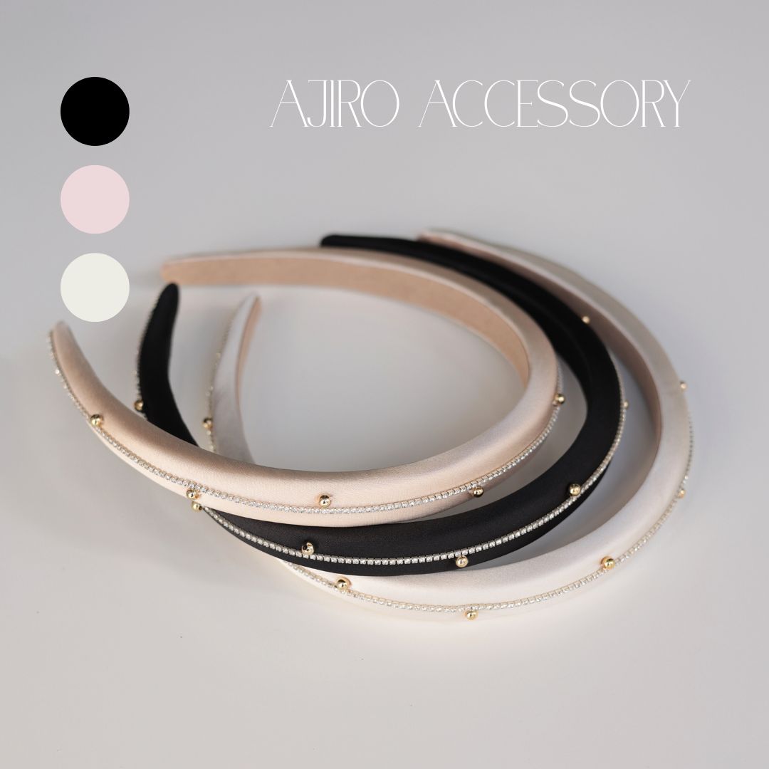 H056 ヘアアクセサリー カチューシャ ジルコニア ラインストーン キラキラ 高見え 痛くない ヘアバンド ブラック ホワイト ベージュ 髪留め まとめ髪 レディース ヘアアレンジのサムネイル