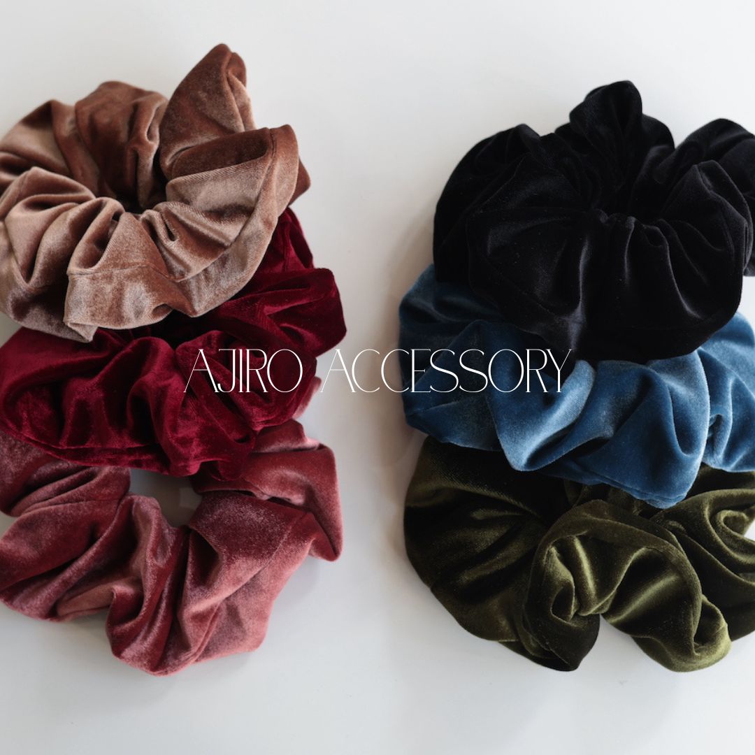 H057 ヘアアクセサリー シュシュ ベロア ベルベット ヘアゴム ゴム 髪留め まとめ髪 レディース ブラッ..