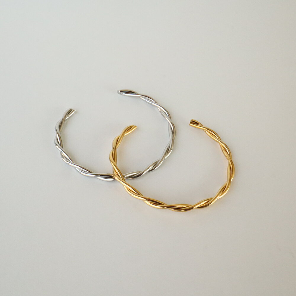 N153 ステンレス バングル ゴールド シルバー ツイスト ステンレス316L おしゃれ レディース 女性 ギフト プレゼント デイリー アレルギー対応 金...