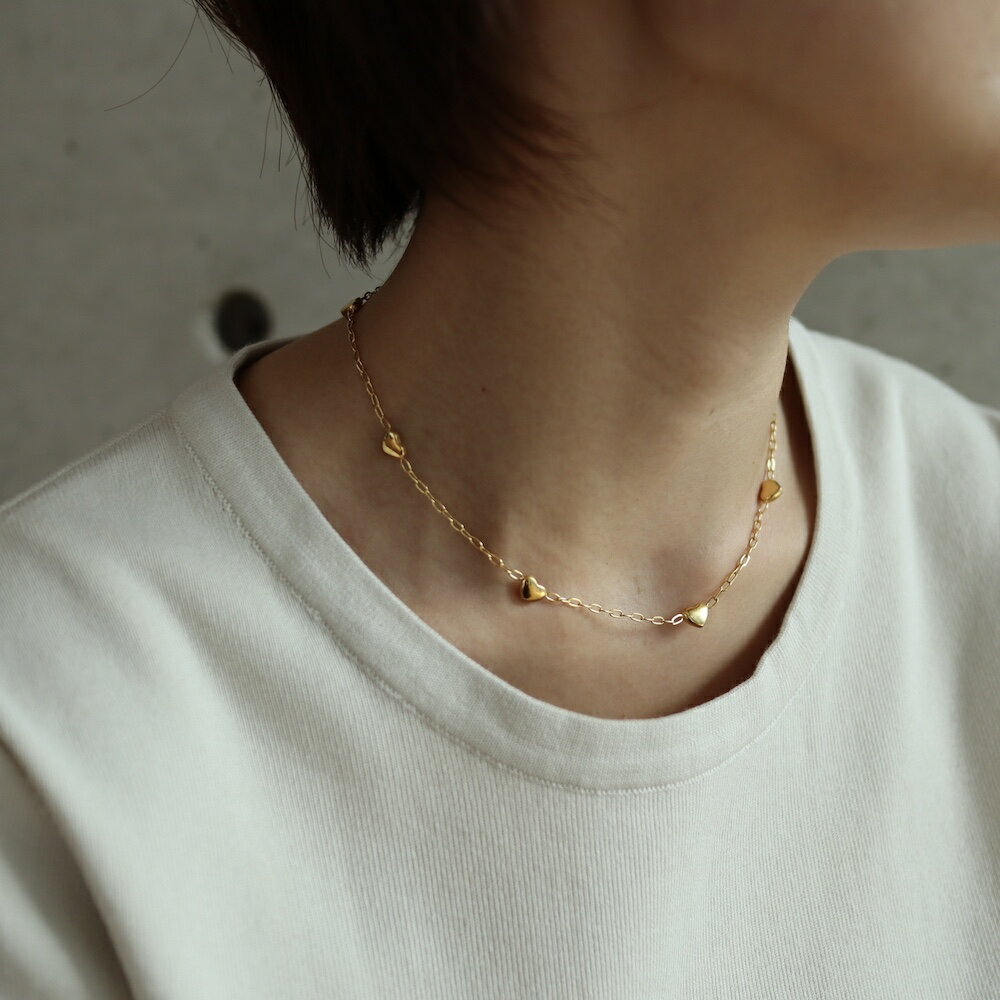 N013 ステンレス　ネックレス　ゴールド　チェーン ハート　おしゃれ　レディース　女性　ギフト　プレゼント　デイリー　金アレ　ゴールド　ajiro　accessory TKのサムネイル