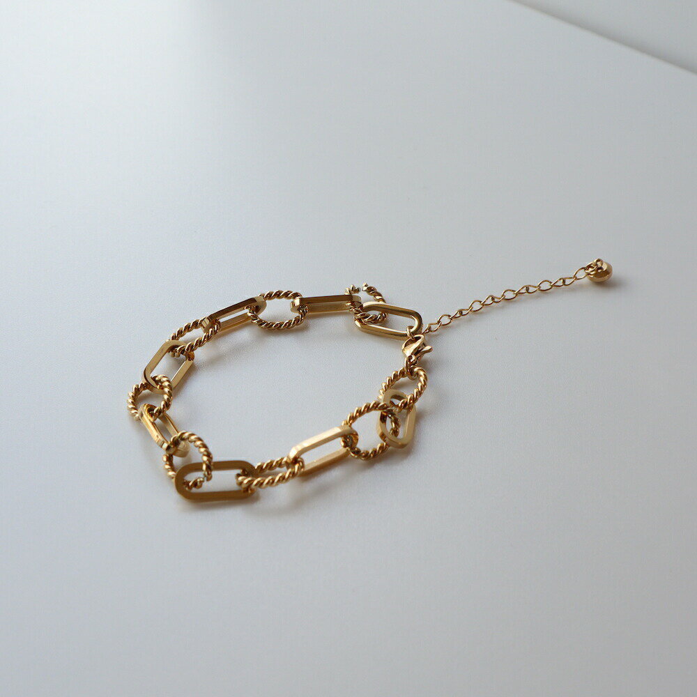 N019 ブレスレット サージカルステンレス 金属アレルギー対応 ゴールド チェーン カジュアル おしゃれ レディース 女性 メンズライク かっこいい 付けっぱ...