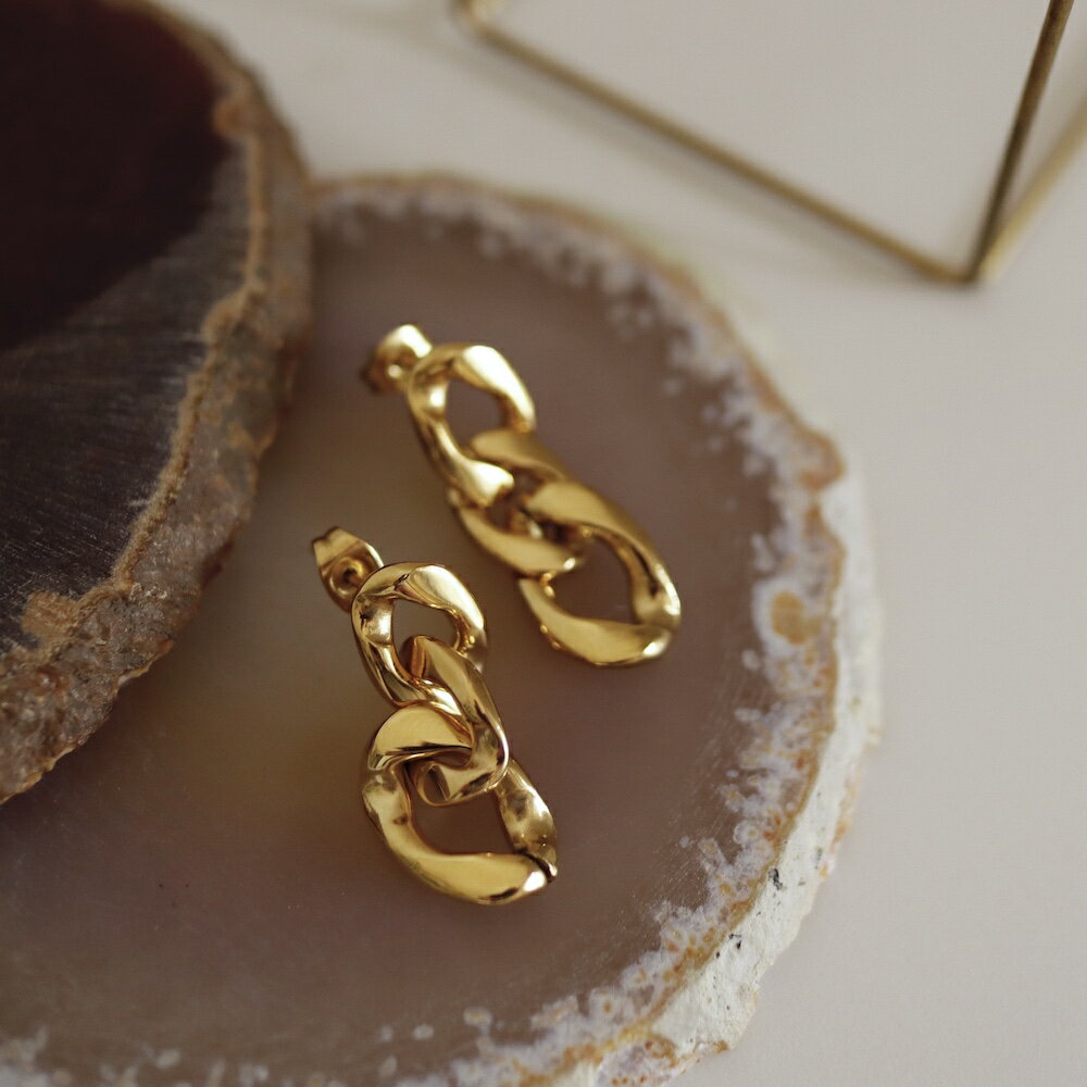 P162 ピアス ステンレス ゴールド チェーン カジュアル アレルギー対応 ギフト プレゼント シンプル ジュエリー ajiro