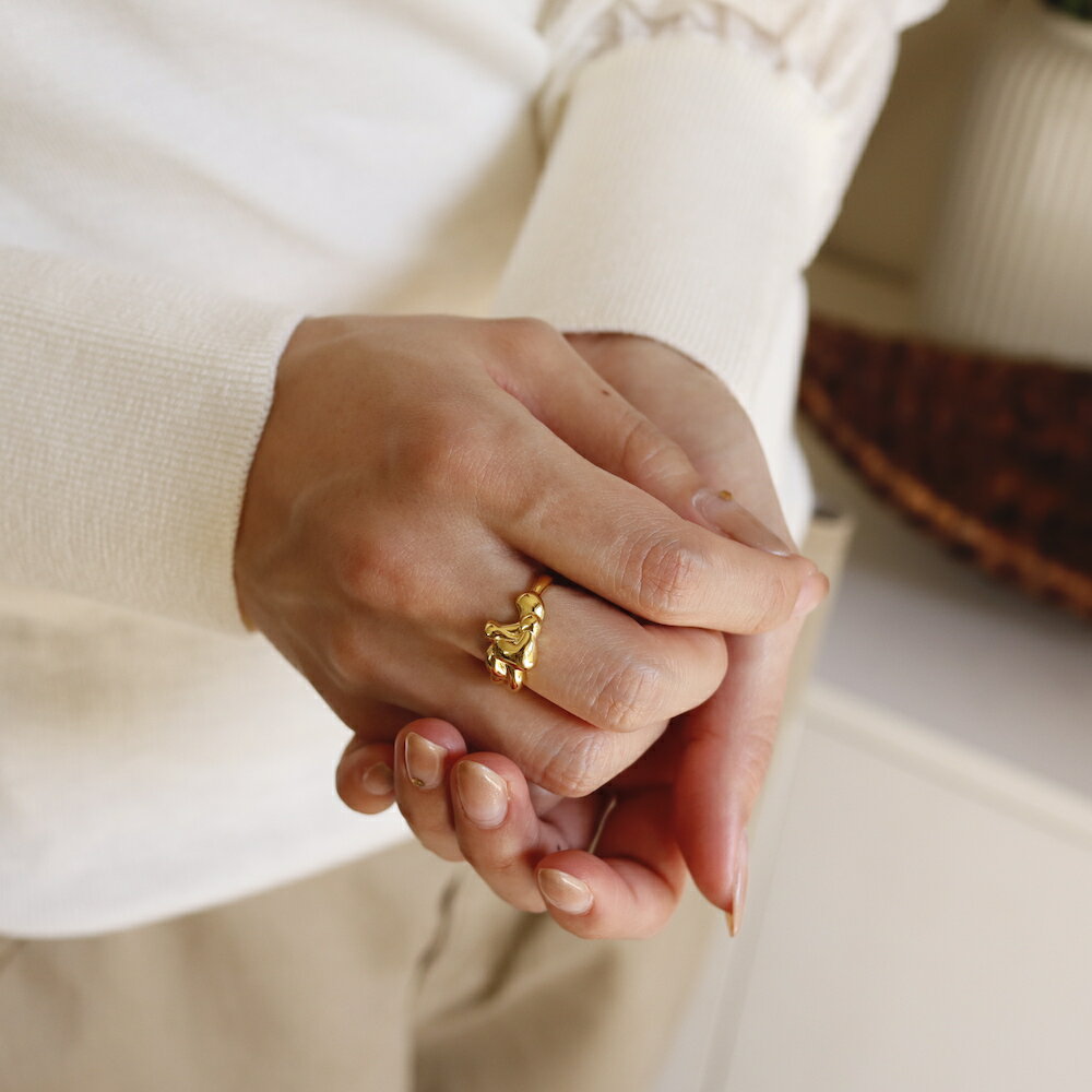 R067 リング silver925 シルバー ゴールド 　シンプル　フリーサイズ 　ギフト　プレゼント　女性　レディース　上品　ajiro ozhのサムネイル