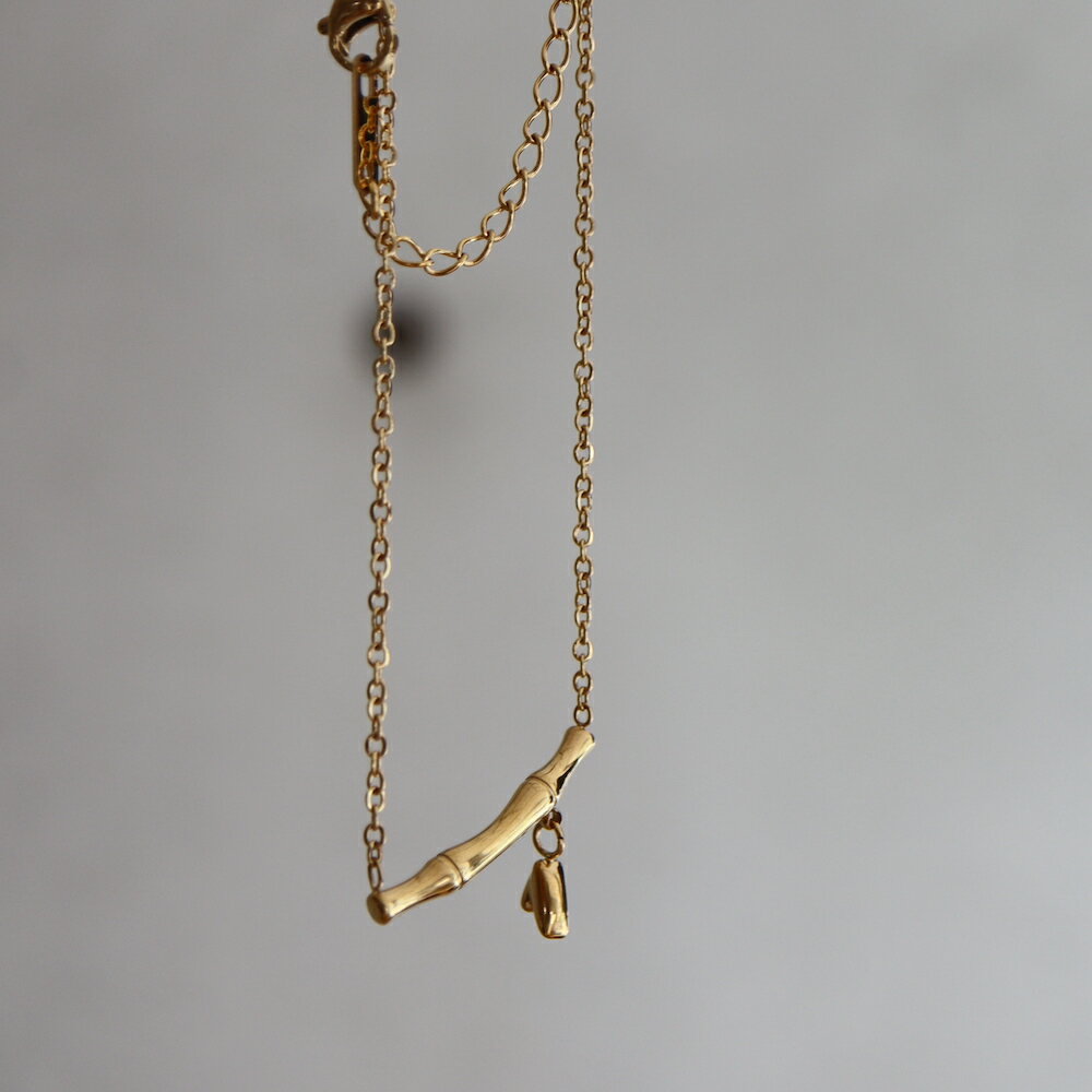 N124 ステンレス　ネックレス　バンブー　ゴールド　チェーン　おしゃれ　レディース　女性　ギフト　プレゼント　デイリー　金アレ　ゴールド　アレルギー対応　つけっぱなし　ジュエリー　ajiro 5icのサムネイル