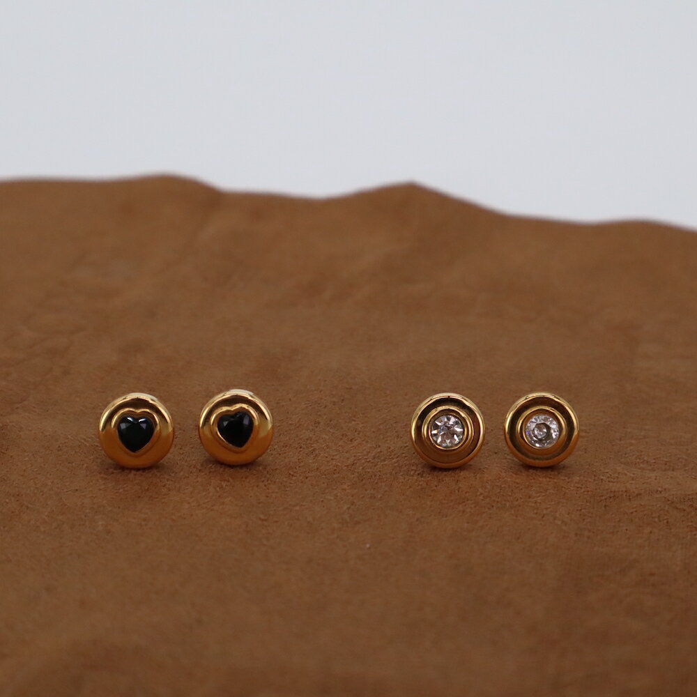 P242 サージカルステンレス ステンレス ピアス ブラック ハート イヤリング ゴールド 金属アレルギー対応 ギフト プレゼント シンプル オフィス ajir...