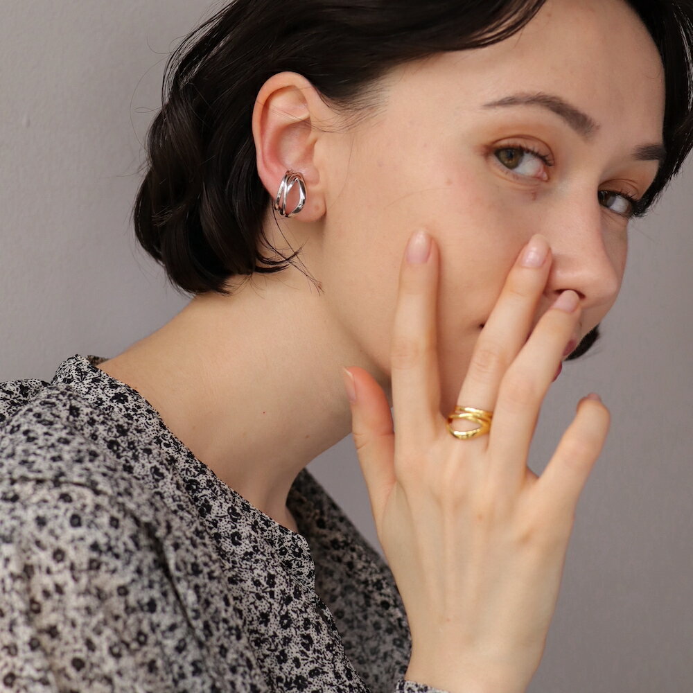 C009 イヤーカフ イヤーカフス リング イヤカフリング 大振り 高純度シルバー イヤカフ シルバー ゴールド メンズライク silver925 シンプル 片...