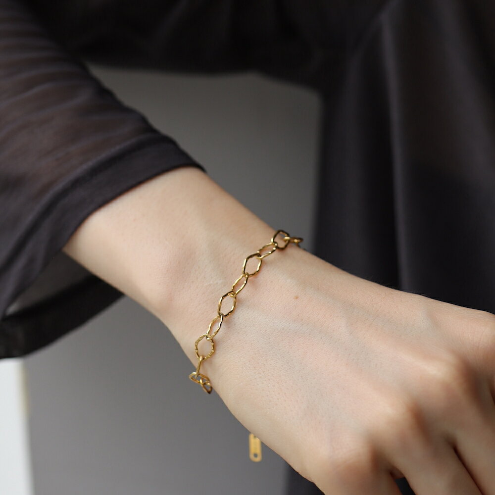 【1000円均一 Super Sale 1870円→1100円 】　N005 ステンレス　ブレスレット ゴールド　華奢　カジュアル　チェーン　おしゃれ　レディース　女性　ギフト　プレゼント　金アレ　サージカルステンレス　ジュエリー　ajiro 3yzのサムネイル