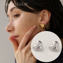 P132 ピアス ゴールド シルバー ハート 大振り ステンレス キラキラ オシャレ 個性 アレルギー対応 ギフト プレゼント シンプル オフィス ajiro ...