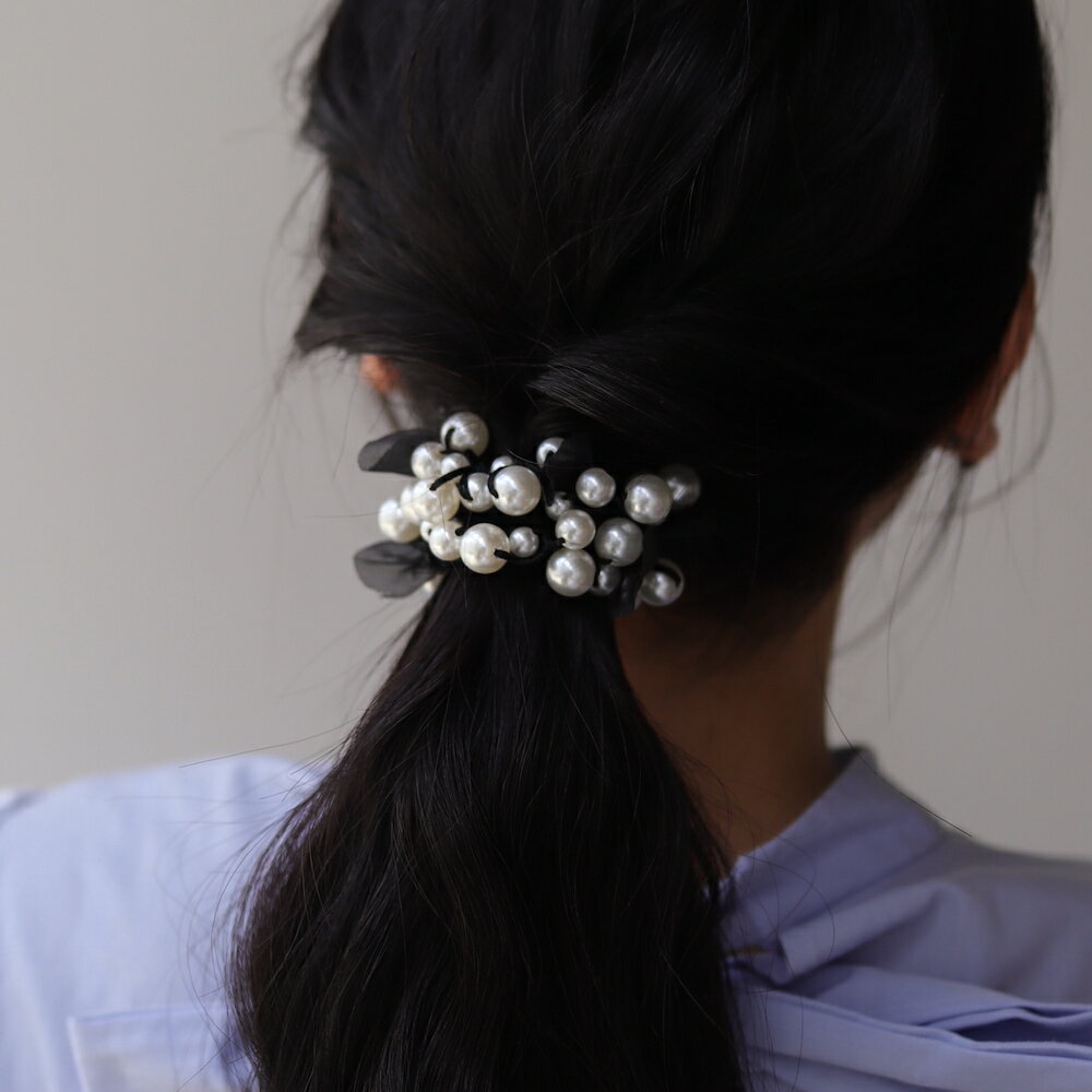 H004 ヘアアクセサリー ヘアゴム ゴム 髪留め まとめ髪 レディース パール ヘアアレンジ バリュー ジュエリー ajiroのサムネイル