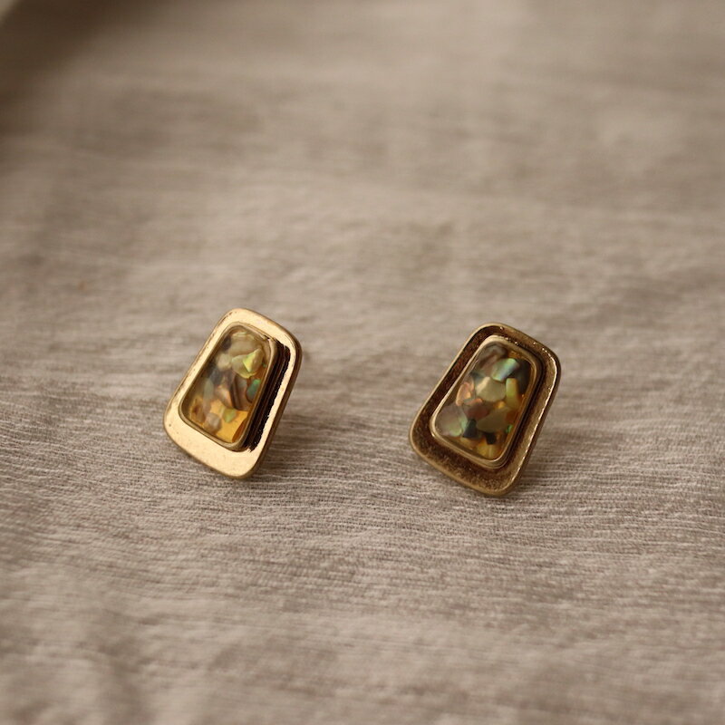 P178 ピアス イヤリング シェル クラシカル アンティーク調 カラフル おしゃれ スクエア 高級感 カジュアル パーティー デート デザイン ギフト プレゼ...