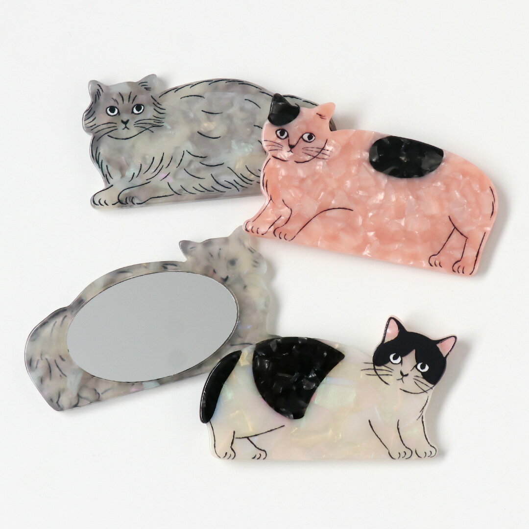 Matsuo Miyuki Cat Mirror 猫 ミラー レディース アセテート おしゃれ かわいい ギフト プレゼント