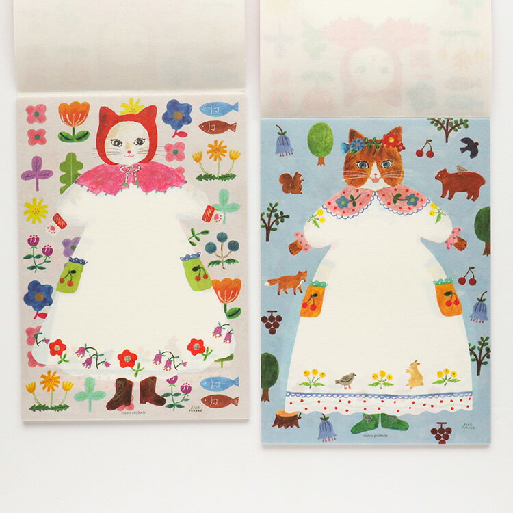 便箋 布川愛子 Aiko Fukawa [ cat and onepiece / Little Window ] cozyca products/表現社 便箋 / レターセット / お手紙 / ステーショナリー おしゃれ プレゼント ギフト レディース 3