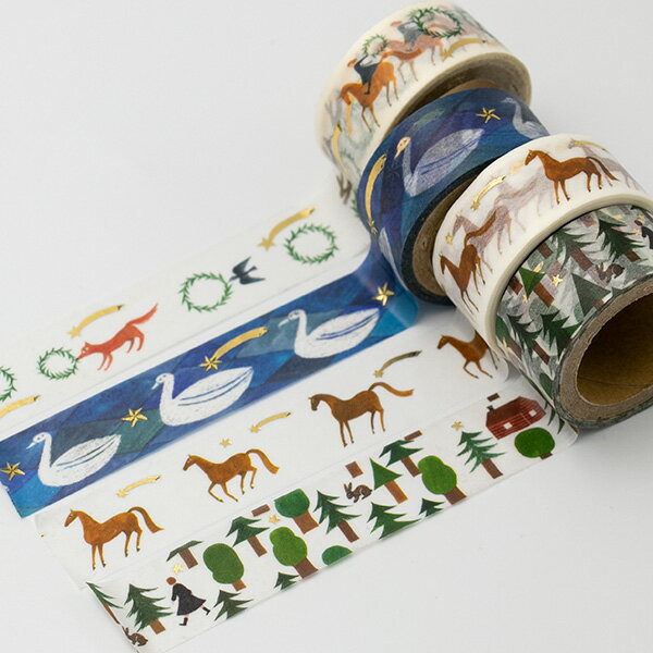 マスキングテープ 西淑 nishi shuku [ Wreath / Swan / Horse / Forest ] cozyca products/表現社 幅広 マステ masking tape ステーショナリー おしゃれ プレゼント ギフト